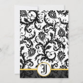 Gele en zwarte Damask zwemmen bruiloft-uitnodiging Kaart (Achterkant)