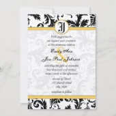 Gele en zwarte Damask zwemmen bruiloft-uitnodiging Kaart (Voorkant)