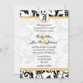 Gele en zwarte Damask zwemmen bruiloft-uitnodiging Kaart (Voorkant)