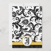 Gele en zwarte Damask zwemmen bruiloft-uitnodiging Kaart (Achterkant)
