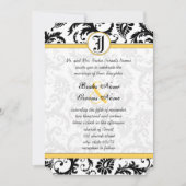 Gele en zwarte Damask zwemmen bruiloft-uitnodiging Kaart (Voorkant)