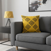 Gele en zwarte decoratieve bankkussen