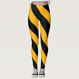 Gele en zwarte diagonale strepen leggings