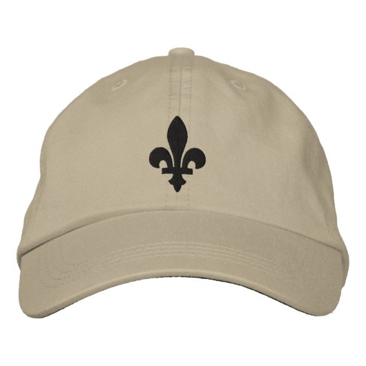 Gele en Zwarte Fleur de lis Geborduurde Hoed Pet (Voorkant)