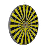 Gele en zwarte funky Sun Rays Retro Stripes Dartbord (Voorkant Links)
