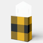 Gele en zwarte geruite vierkanten Buffalo Plaid Bedankdoosjes (Geopend)