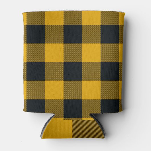 Gele en zwarte geruite vierkanten Buffalo Plaid Blikjeskoeler (Voorkant)