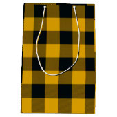 Gele en zwarte geruite vierkanten Buffalo Plaid Medium Cadeauzakje (Achterkant)