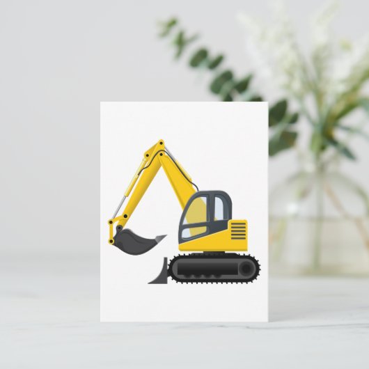 Gele en zwarte-graafmachine briefkaart (Staand voorkant)