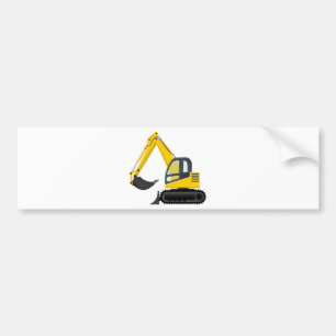 Gele en zwarte-graafmachine bumpersticker