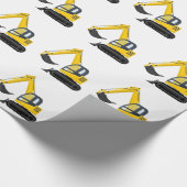 Gele en zwarte-graafmachine cadeaupapier (Hoek)