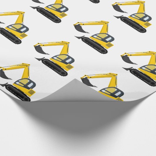 Gele en zwarte-graafmachine cadeaupapier (Hoek)