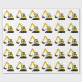 Gele en zwarte-graafmachine cadeaupapier (Vlak)