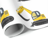 Gele en zwarte-graafmachine cadeaupapier (Rol Hoek)