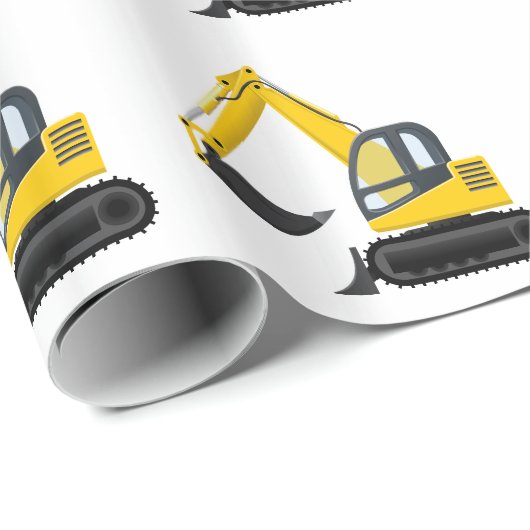 Gele en zwarte-graafmachine cadeaupapier (Rol Hoek)