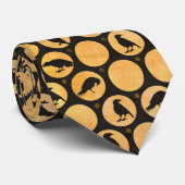 Gele en zwarte halloween Crows Ravens Full Moon Stropdas (Opgerold)