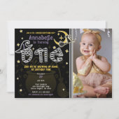 Gele en zwarte heks Halloween 1e verjaardag Kaart (Voorkant)