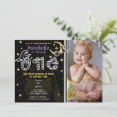 Gele en zwarte heks Halloween 1e verjaardag Kaart (Staand voorkant)