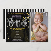 Gele en zwarte heks Halloween 1e verjaardag Kaart (Voorkant / Achterkant)