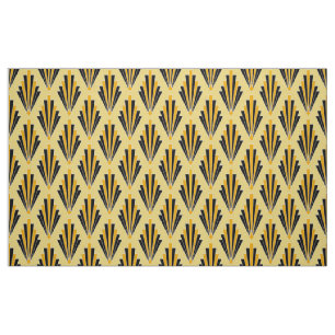 Gele en zwarte Iconic Art Deco Fabric Stof