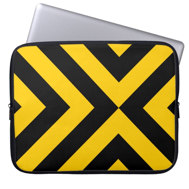 Gele en zwarte kazen laptop sleeve (Voorkant)