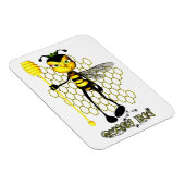 Gele en zwarte koningin met honingraat magneet (Rechterzijde)