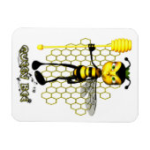Gele en zwarte koningin met honingraat magneet (Horizontaal)