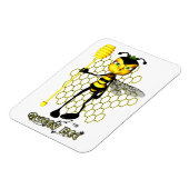 Gele en zwarte koningin met honingraat magneet (Linkerzijde)