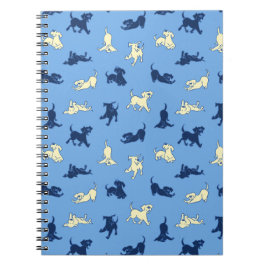 Gele en zwarte Lab puppy's blauw effen notitieboek