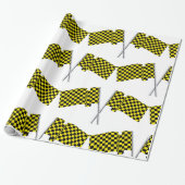 Gele en zwarte racevlaggen cadeaupapier (Uitgerold)