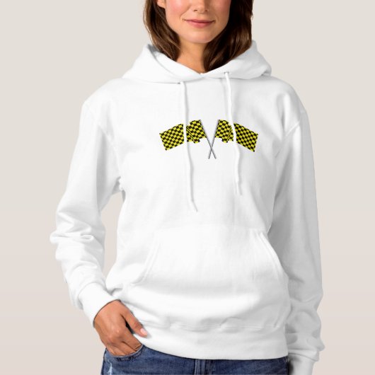 Gele en zwarte racevlaggen hoodie (Voorkant)