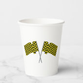 Gele en zwarte racevlaggen papieren bekers (Voorkant)