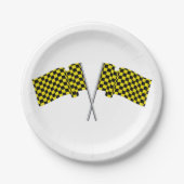 Gele en zwarte racevlaggen papieren bordje (Voorkant)