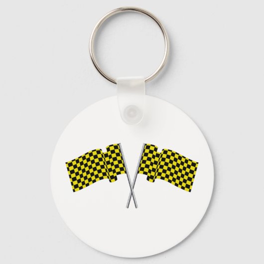 Gele en zwarte racevlaggen sleutelhanger (Voorkant)