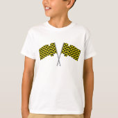 Gele en zwarte racevlaggen t-shirt (Voorkant)