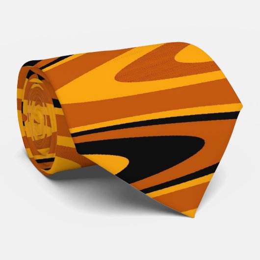 Gele en zwarte regenboog Abstracte Retro Art Deco Stropdas (Opgerold)