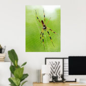 Gele en zwarte spin (groene achtergrond) poster (Thuiskantoor)