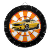 Gele en zwarte sportwagen dartbord (Voorkant)