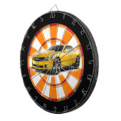 Gele en zwarte sportwagen dartbord (Voorkant Rechts)