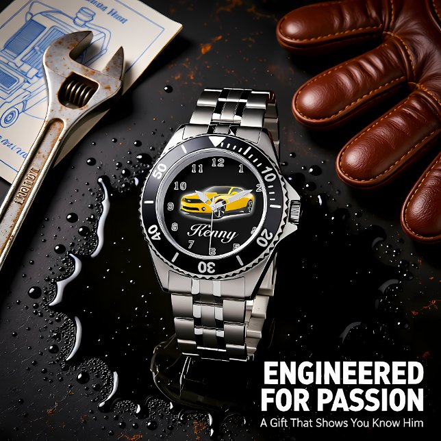 Gele en zwarte sportwagen horloge (Creator heeft geüpload)