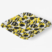 Gele en zwarte tulpen papieren bordje (Gebogen)