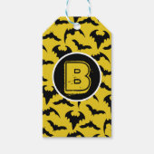 Gele en zwarte vleermuizen Halloween Party Cadeaulabel (Voorkant)