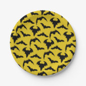 Gele en zwarte vleermuizen Halloween Party Papieren Bordje (Voorkant)