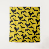 Gele en zwarte vleermuizen Halloween Party Wandkleed (Voorkant)