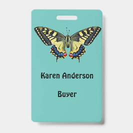 Gele en zwarte vlinder badge