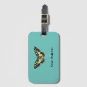Gele en zwarte vlinder bagagelabel (Voorkant (verticaal))