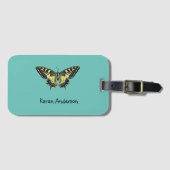 Gele en zwarte vlinder bagagelabel (Voorkant (horizontaal))