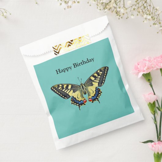 Gele en zwarte vlinder bedankzakje (Gezegeld)