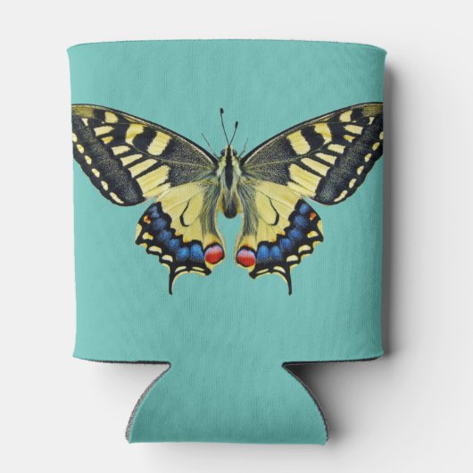 Gele en zwarte vlinder blikjeskoeler (Achterkant)