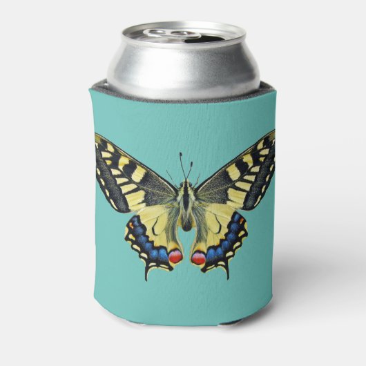 Gele en zwarte vlinder blikjeskoeler (Blikje Achterkant)